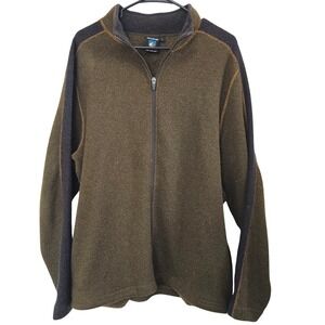 Kuhl Revel Full Zip Alfpaca Fleece Jacket Mens Large Olive Green Charcoal Grey